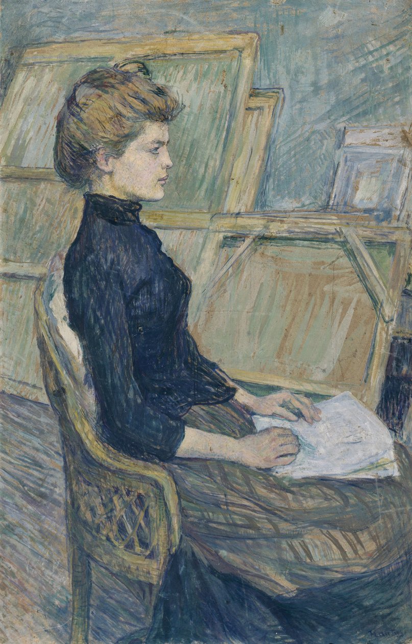 Młoda dziewczyna w pracowni (Hélène Vary), ok. 1889 (gwasz na papierze) autorstwa Henri de Toulouse Lautrec