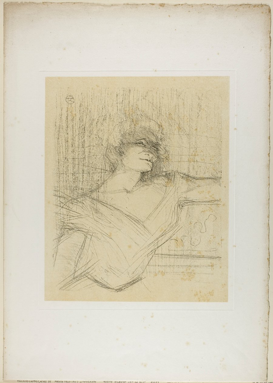 Yvette Guilbert — w kleju, od Yvette Guilbert autorstwa Henri de Toulouse-Lautrec