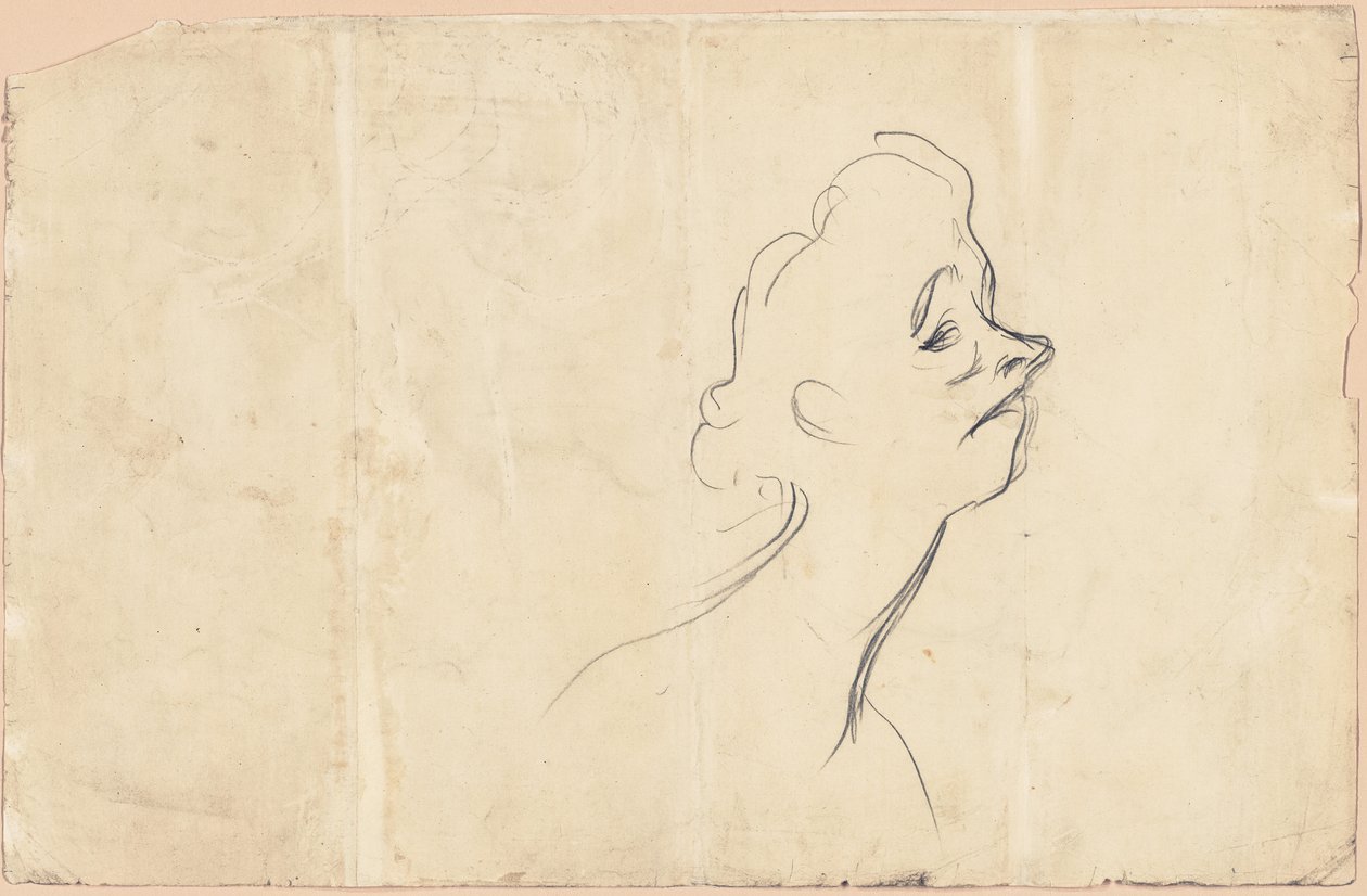 Yvette Guilbert (recto) Badanie długości trzech czwartych Yvette Guilbert (verso) autorstwa Henri de Toulouse-Lautrec