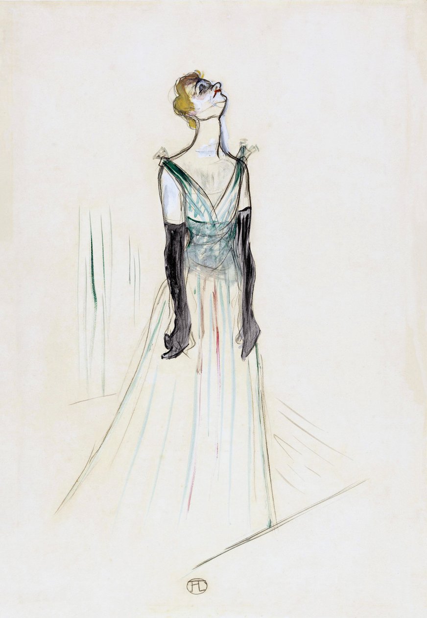 Yvette Guilbert. Portret. autorstwa Henri de Toulouse Lautrec
