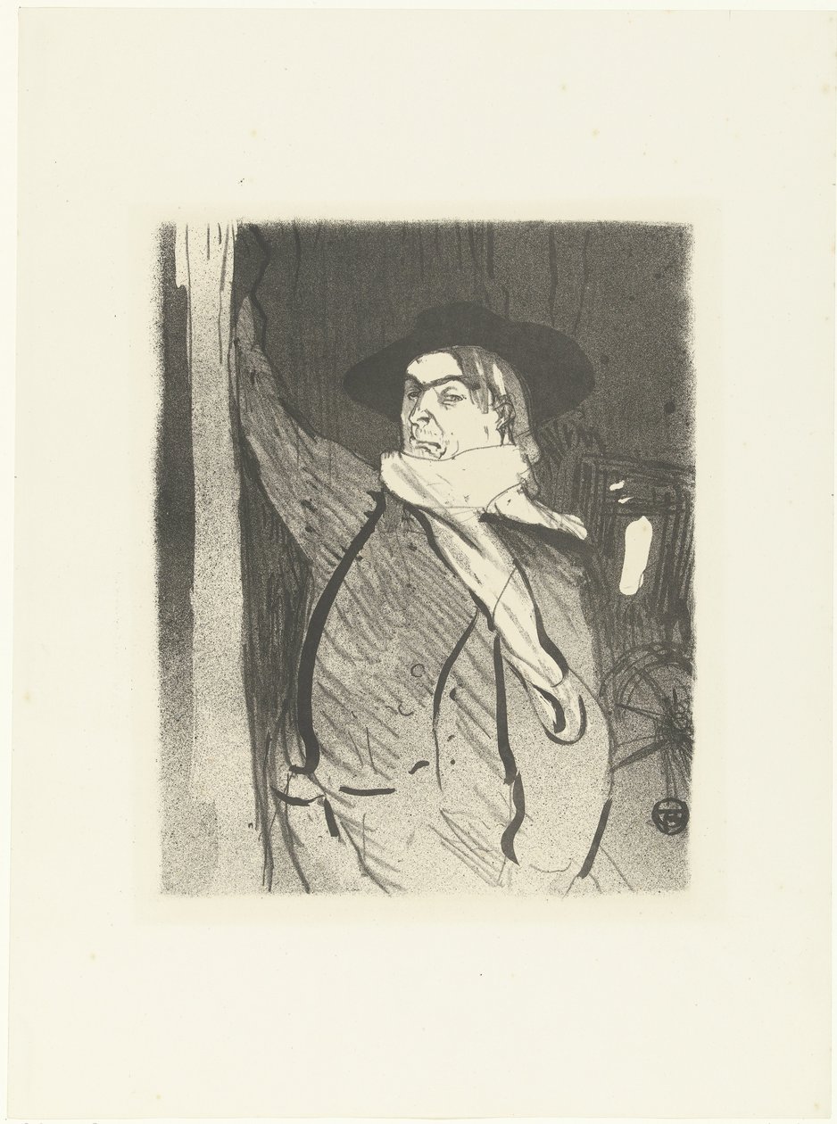 Portret piosenkarza i komika Aristide Bruant Koncert Le cafe (tytuł serialu) autorstwa Henri de Toulouse Lautrec (signed by artist)