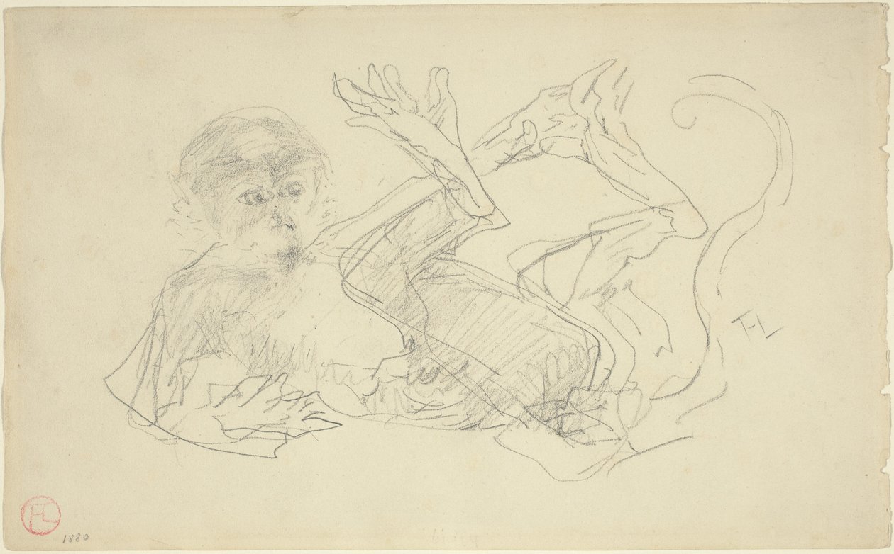 Małpa bawiąca się na plecach, 1880. autorstwa Henri de Toulouse Lautrec