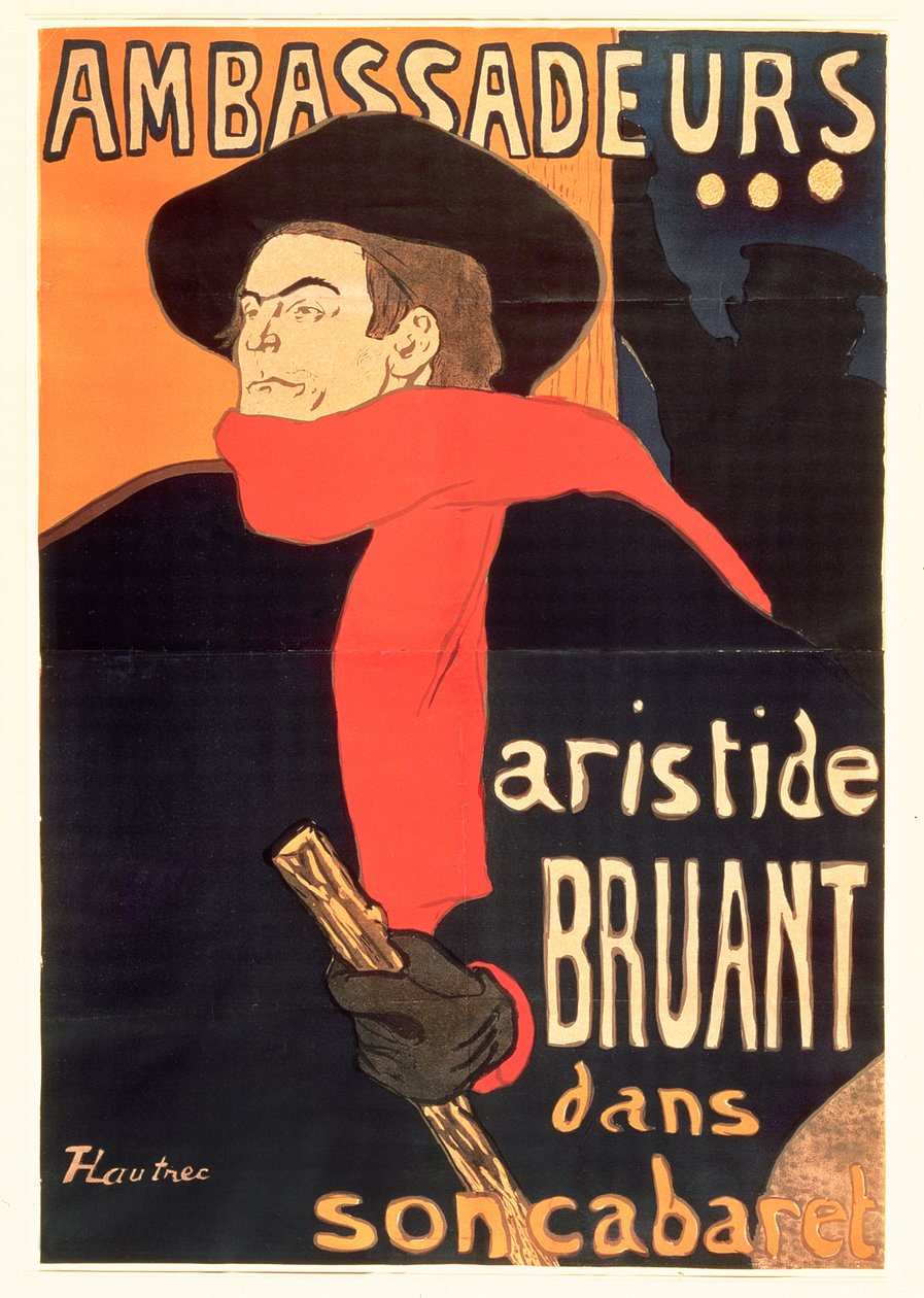 Ambasadorzy: Aristide Bruant, 1892 autorstwa Henri de Toulouse Lautrec