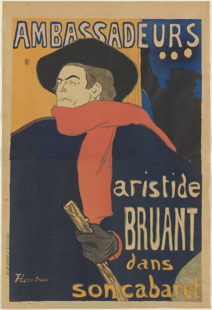 Ambasadorzy: Aristide Bruant, 1892 autorstwa Henri de Toulouse Lautrec