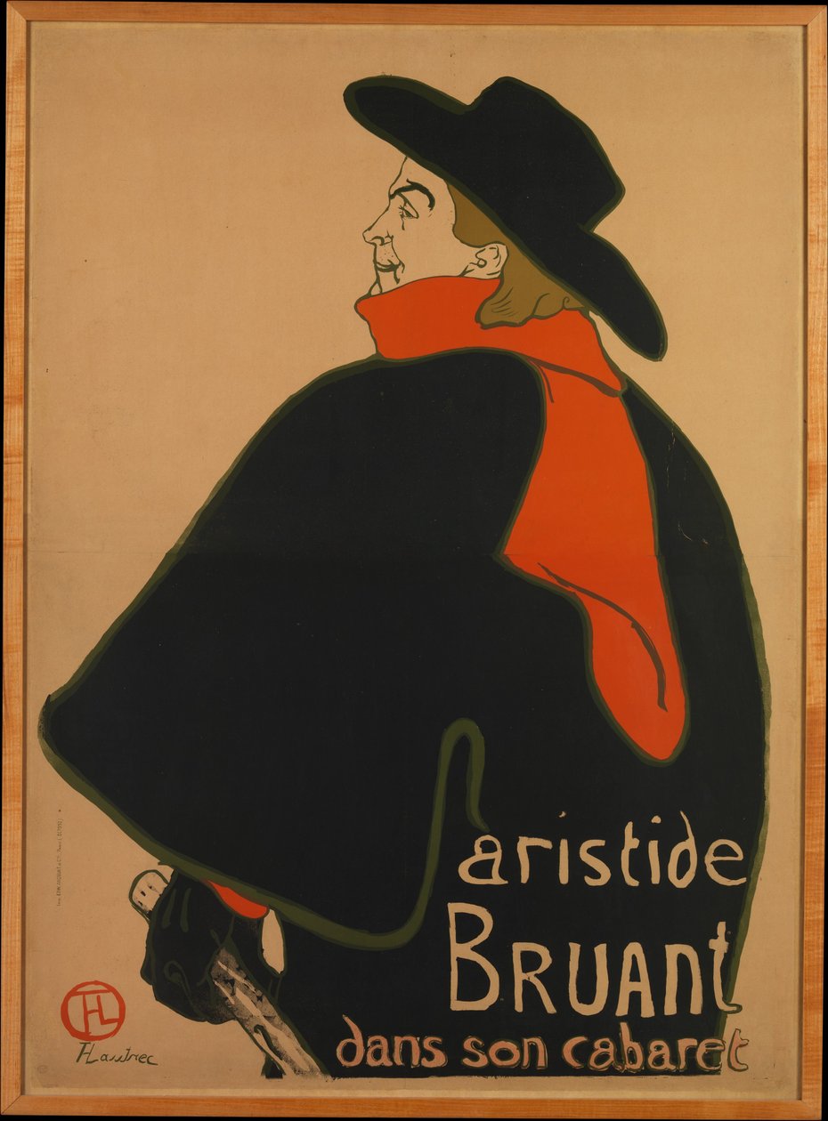 Aristide Bruant, w swoim kabarecie, 1893., 1893. autorstwa Henri de Toulouse Lautrec