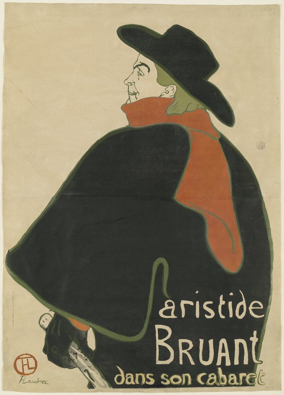 Aristide Bruant w swoim kabarecie, 1893 autorstwa Henri de Toulouse Lautrec