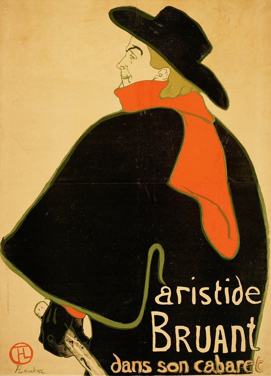 Aristide Bruant w swoim kabarecie, 1893 autorstwa Henri de Toulouse Lautrec