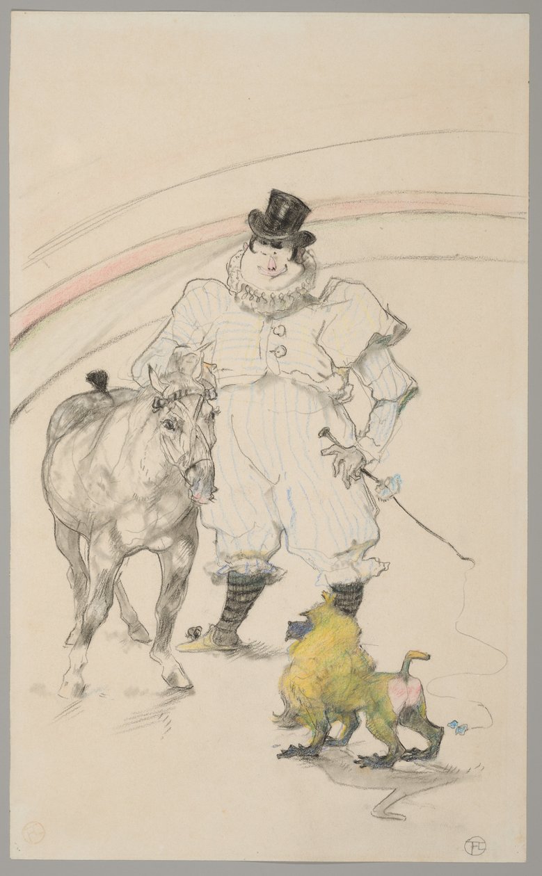 W cyrku: tresowany kucyk i pawian autorstwa Henri de Toulouse Lautrec