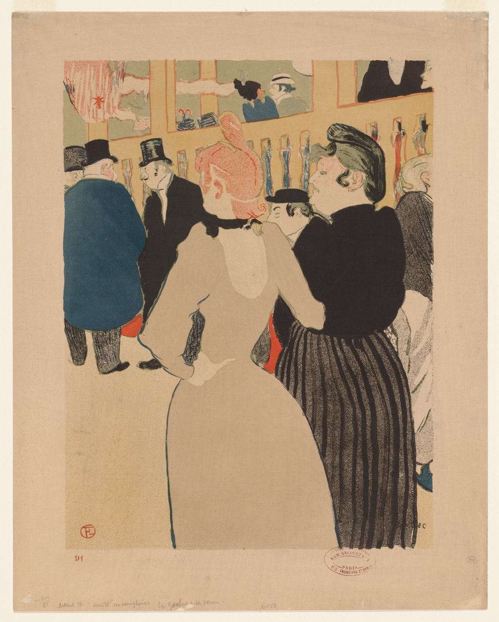 W Moulin Rouge: La Goulue i jej siostra autorstwa Henri de Toulouse Lautrec