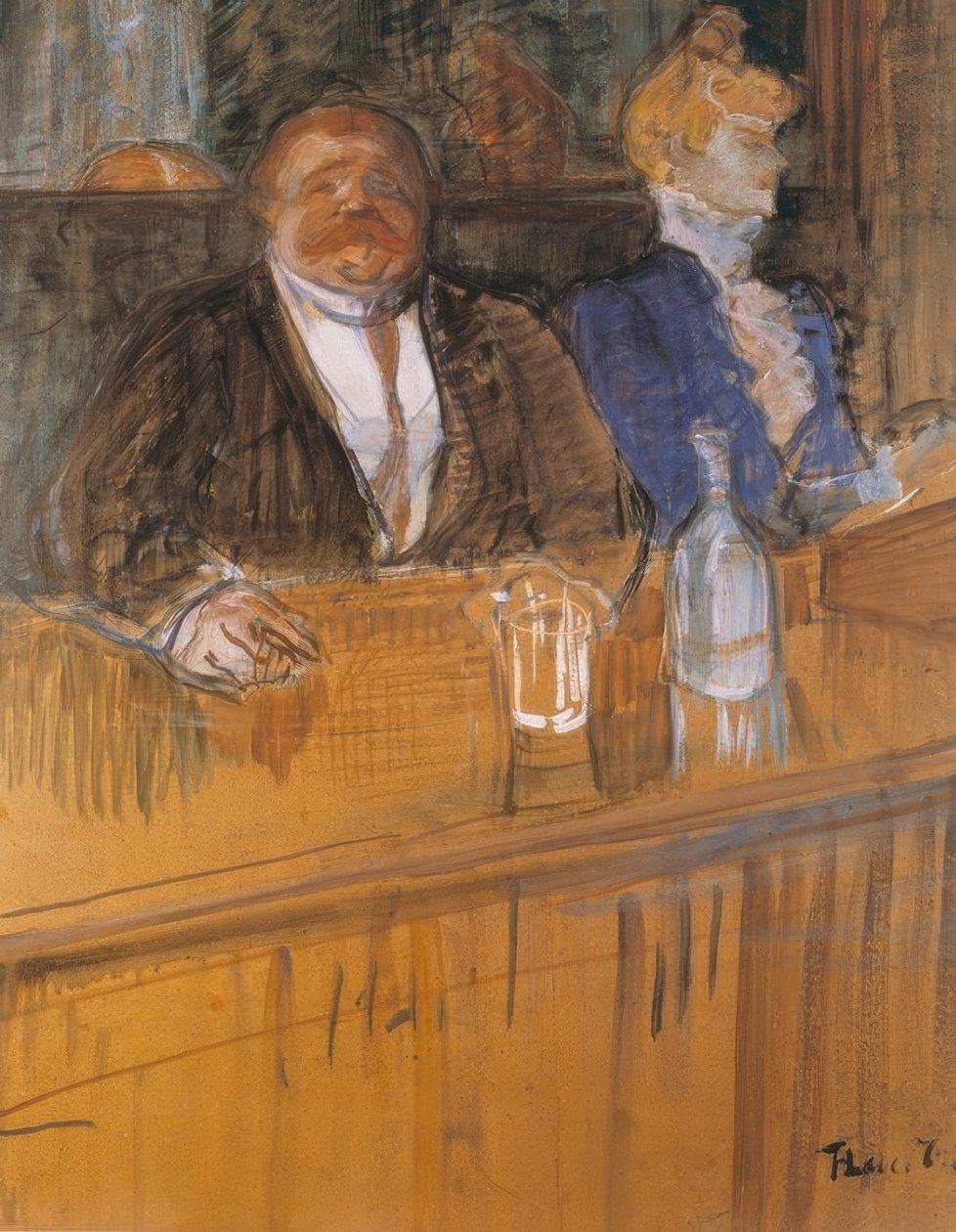 W kawiarni: konsument i chlorotyczna kasjerka autorstwa Henri de Toulouse Lautrec