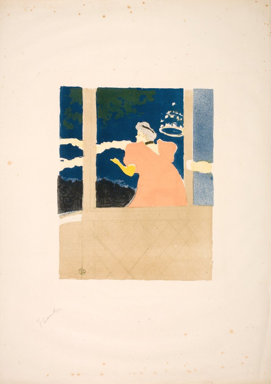 Aux Ambassadeurs - wokalistka na koncercie kawiarnianym autorstwa Henri de Toulouse Lautrec