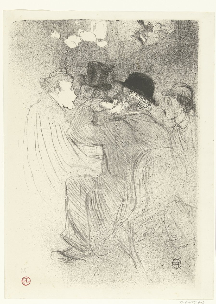 Bezoekers w kawiarni Moulin Rouge W Moulin Rouge. Szorstkie! Prawdziwy szorstki! autorstwa Henri de Toulouse Lautrec