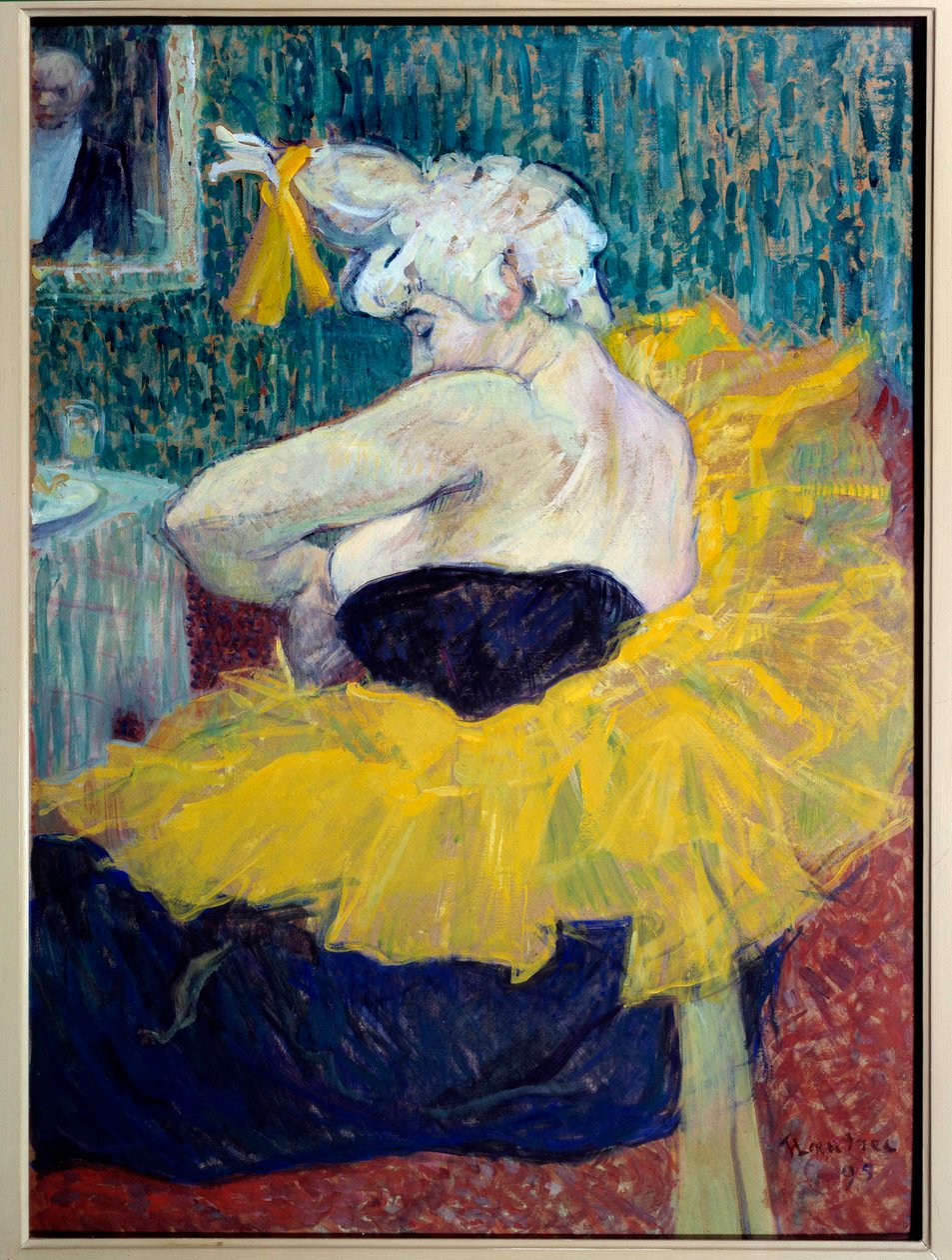 Clowness Cha-U-Kao, artystka w Moulin Rouge Dancer i clownesse w Nouveau Cirque i Moulin Rouge, Cha U Kao dołącza tutu w swojej garderobie lub w prywatnej praktyce. Obraz Henri de Toulouse-Lautreca (1864-1901). 1895. Nd. 0,58x0,43 m² autorstwa Henri de Toulouse Lautrec
