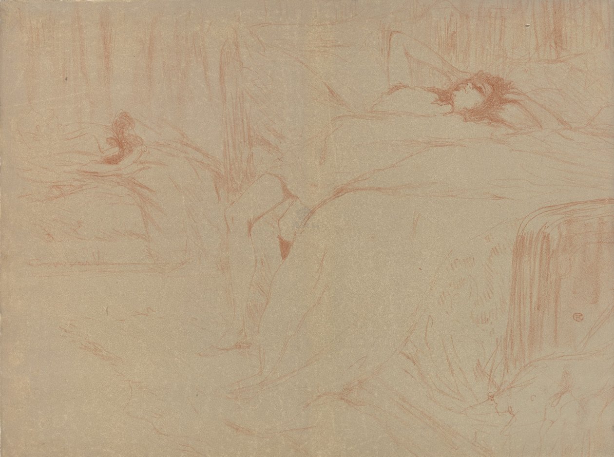 Zawalony na łóżku, z cyklu Elles, 1896., 1896. autorstwa Henri de Toulouse Lautrec