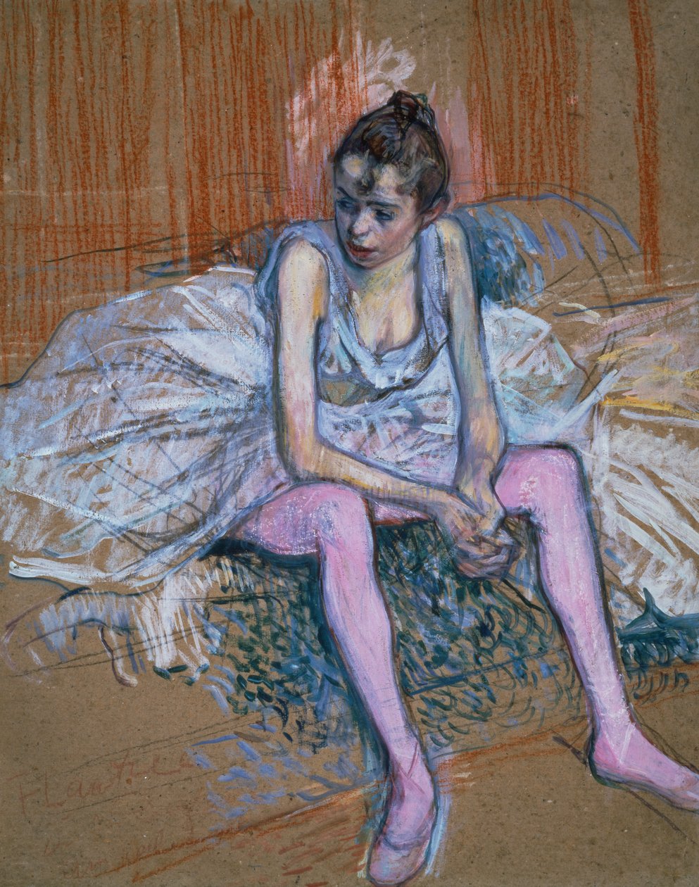 Tancerka w różowych pończochach, 1890 (pastel na pokładzie) autorstwa Henri de Toulouse Lautrec