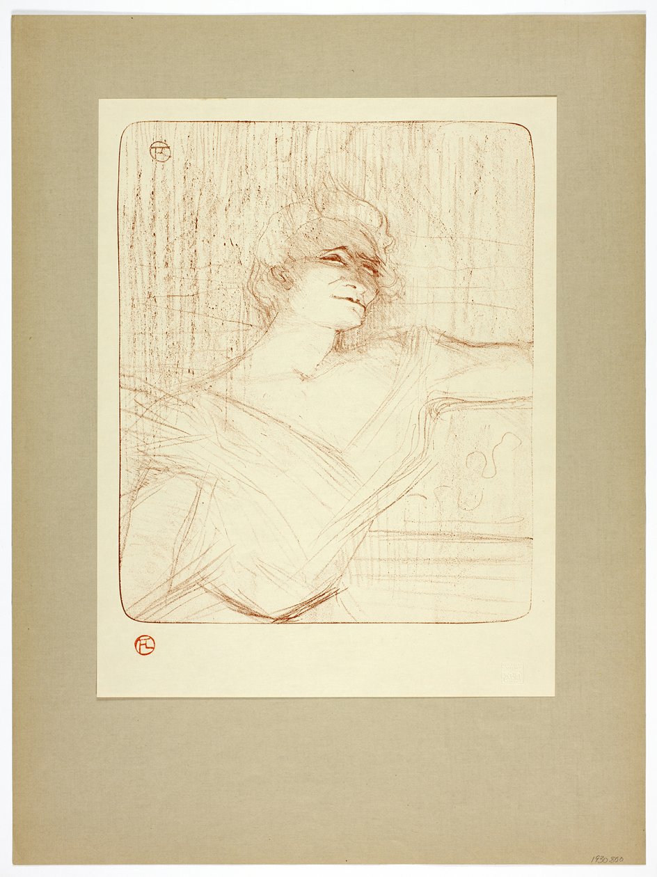 W kleju płyta druga od Yvette Guilbert autorstwa Henri de Toulouse Lautrec