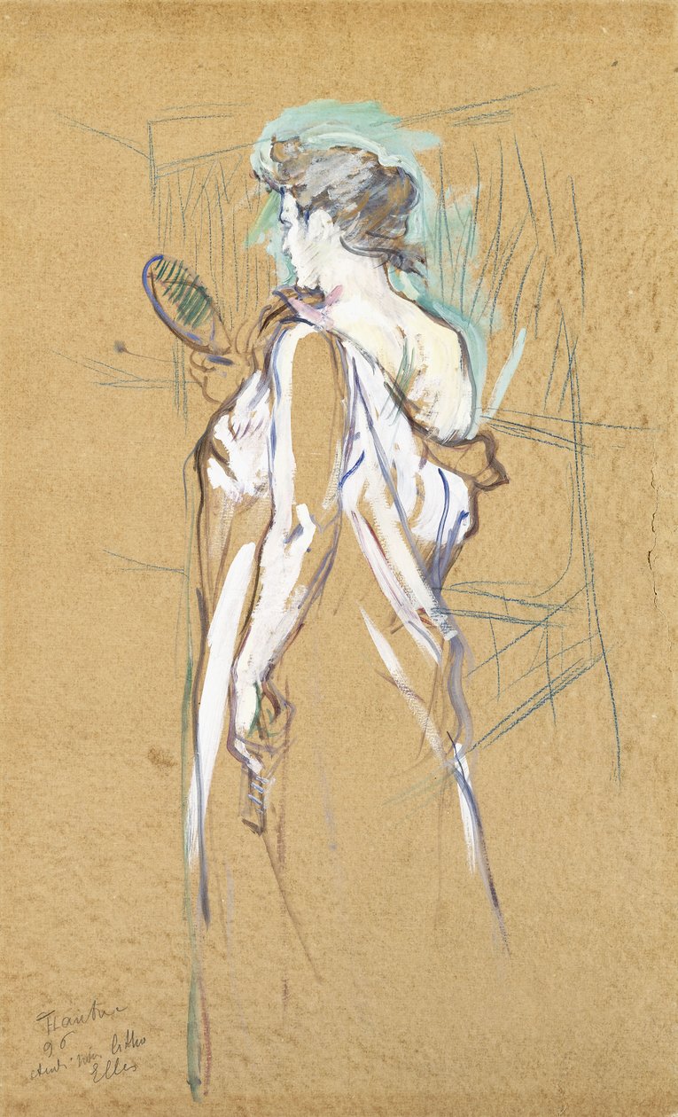 Elles - z lustrem w dłoni, 1896 autorstwa Henri de Toulouse Lautrec