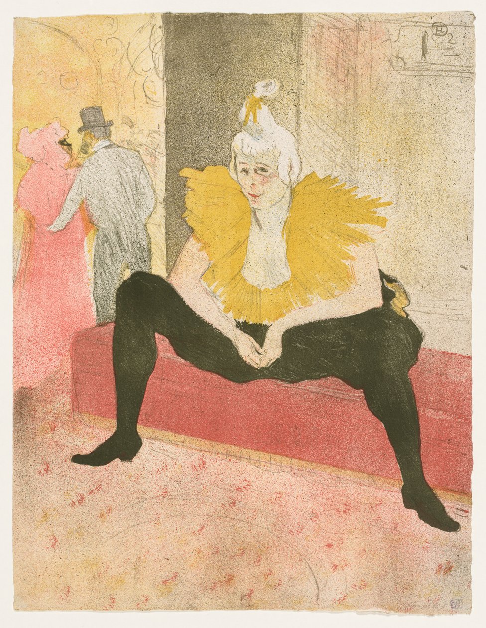 Elles: Siedzący klaun, Mlle Cha-u-Ka-o, 1896. autorstwa Henri de Toulouse Lautrec