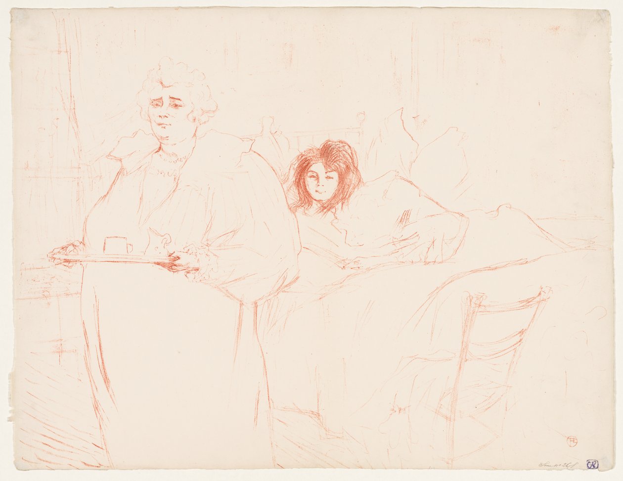 Elles: Kobieta niosąca tacę, pani. Baron i panna. Popo autorstwa Henri de Toulouse Lautrec