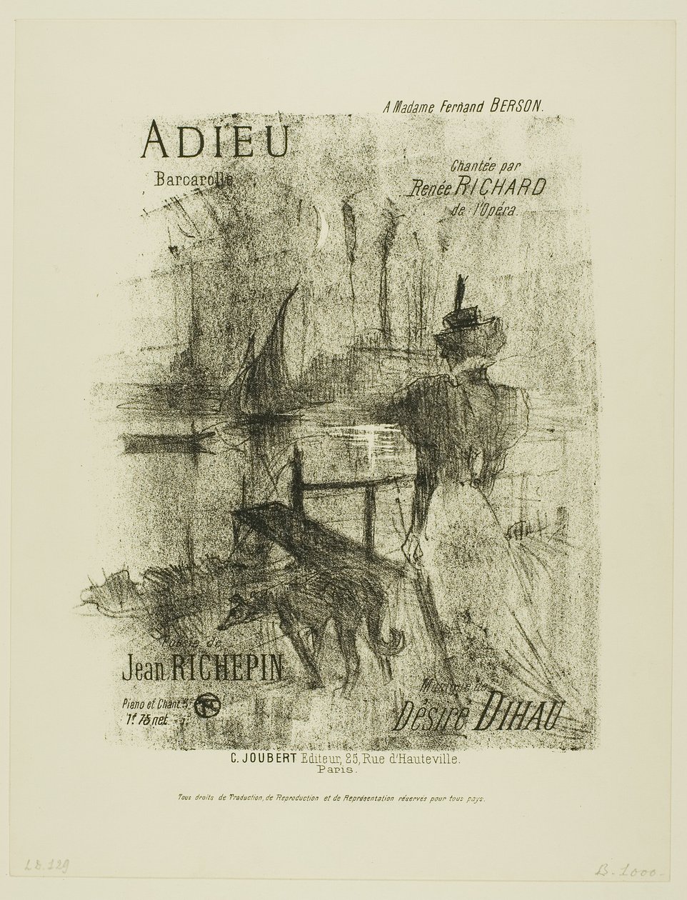 Pożegnanie, z Mélodies de Désiré Dihau autorstwa Henri de Toulouse Lautrec