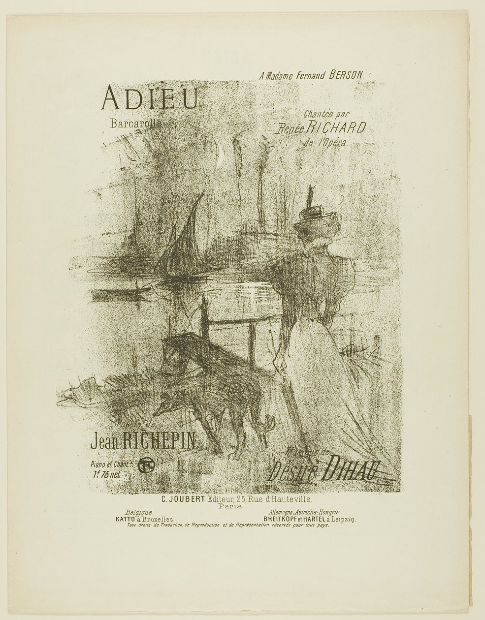Pożegnanie, z Mélodies de Désiré Dihau autorstwa Henri de Toulouse Lautrec