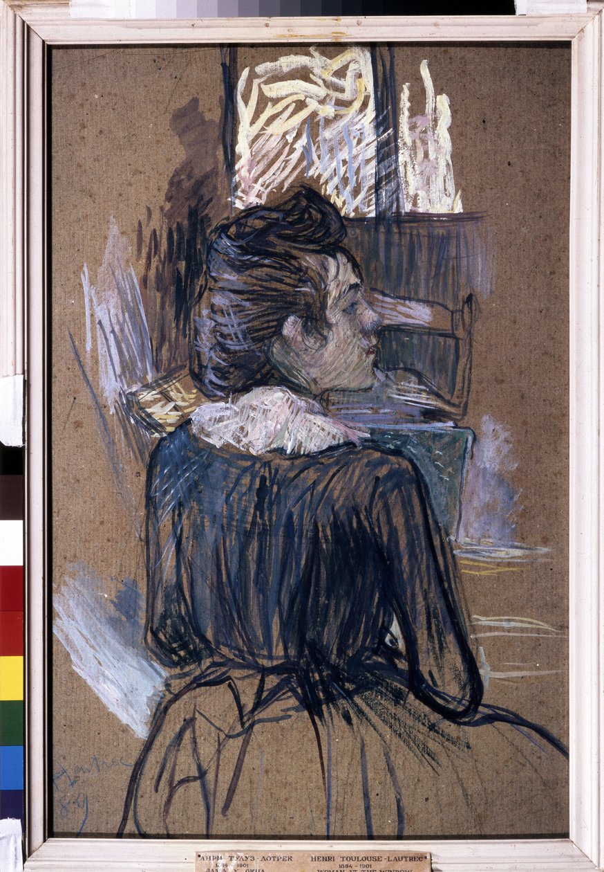Kobieta przy oknie. Rysunek Henri de Toulouse-Lautreca (Toulouse Lautrec autorstwa Henri de Toulouse Lautrec