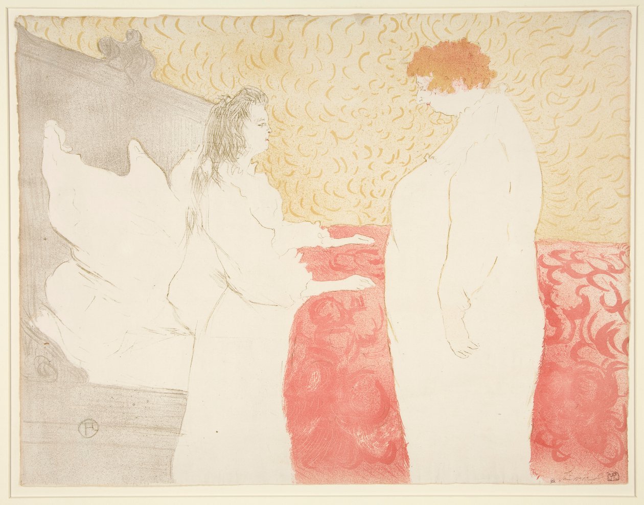 Femme au lit, profil, au petit lever (Kobieta w łóżku, profil, wstawanie), z serii Elles autorstwa Henri de Toulouse Lautrec
