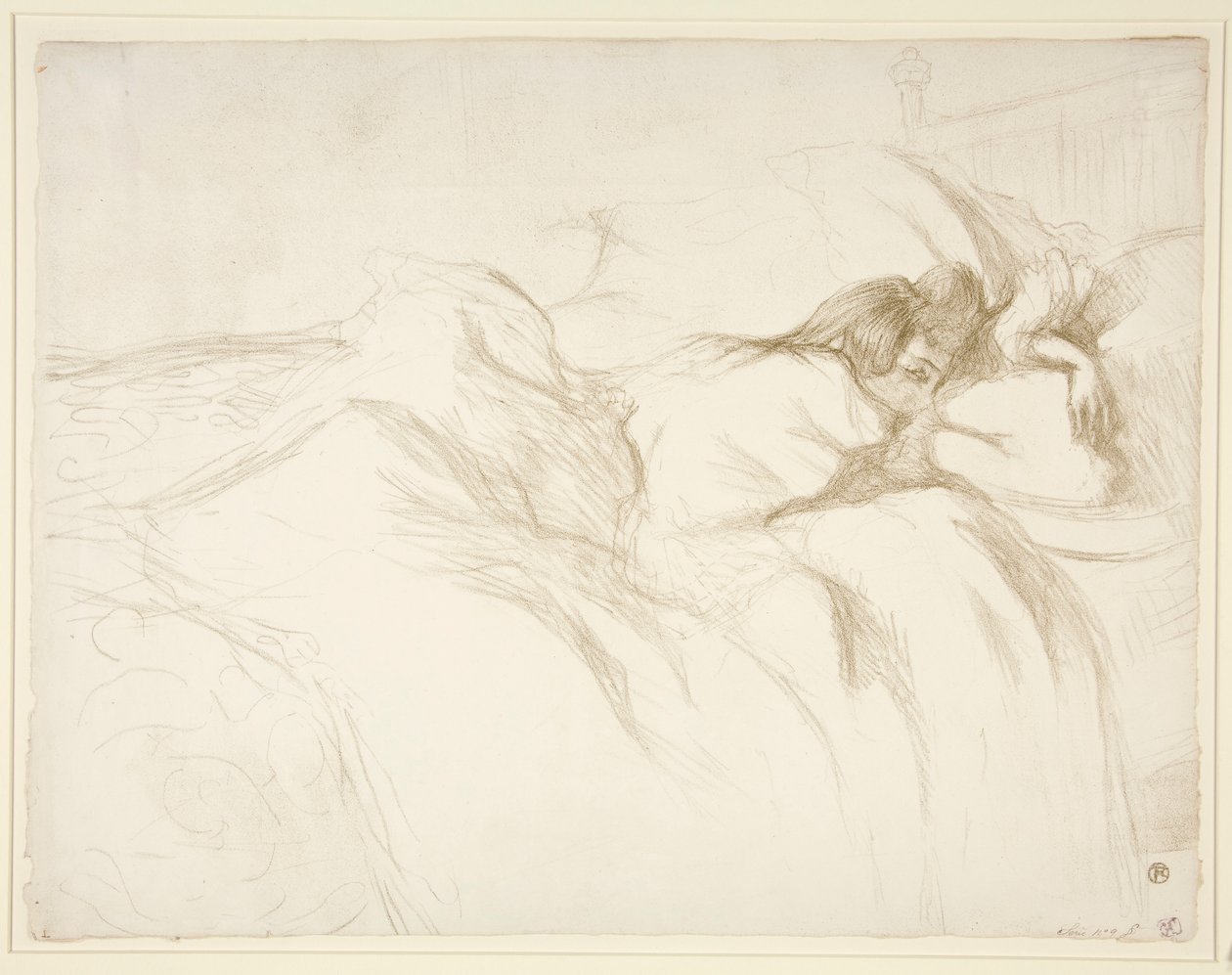 Femme couch?e, R?veil (Kobieta budząca się w łóżku), z serii Elles autorstwa Henri de Toulouse Lautrec