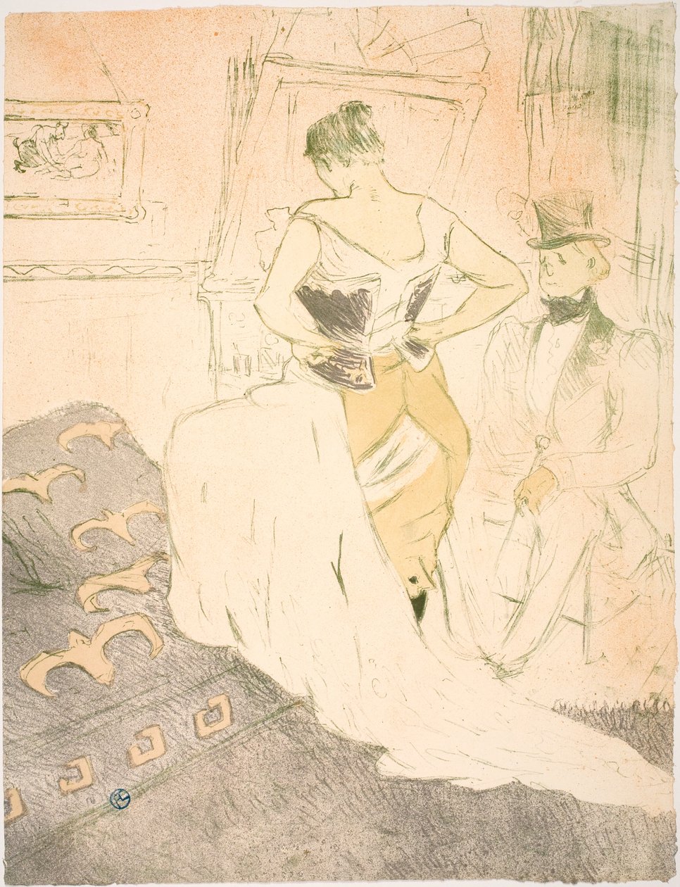 Kobieta w gorsecie, podbój przejścia autorstwa Henri de Toulouse Lautrec