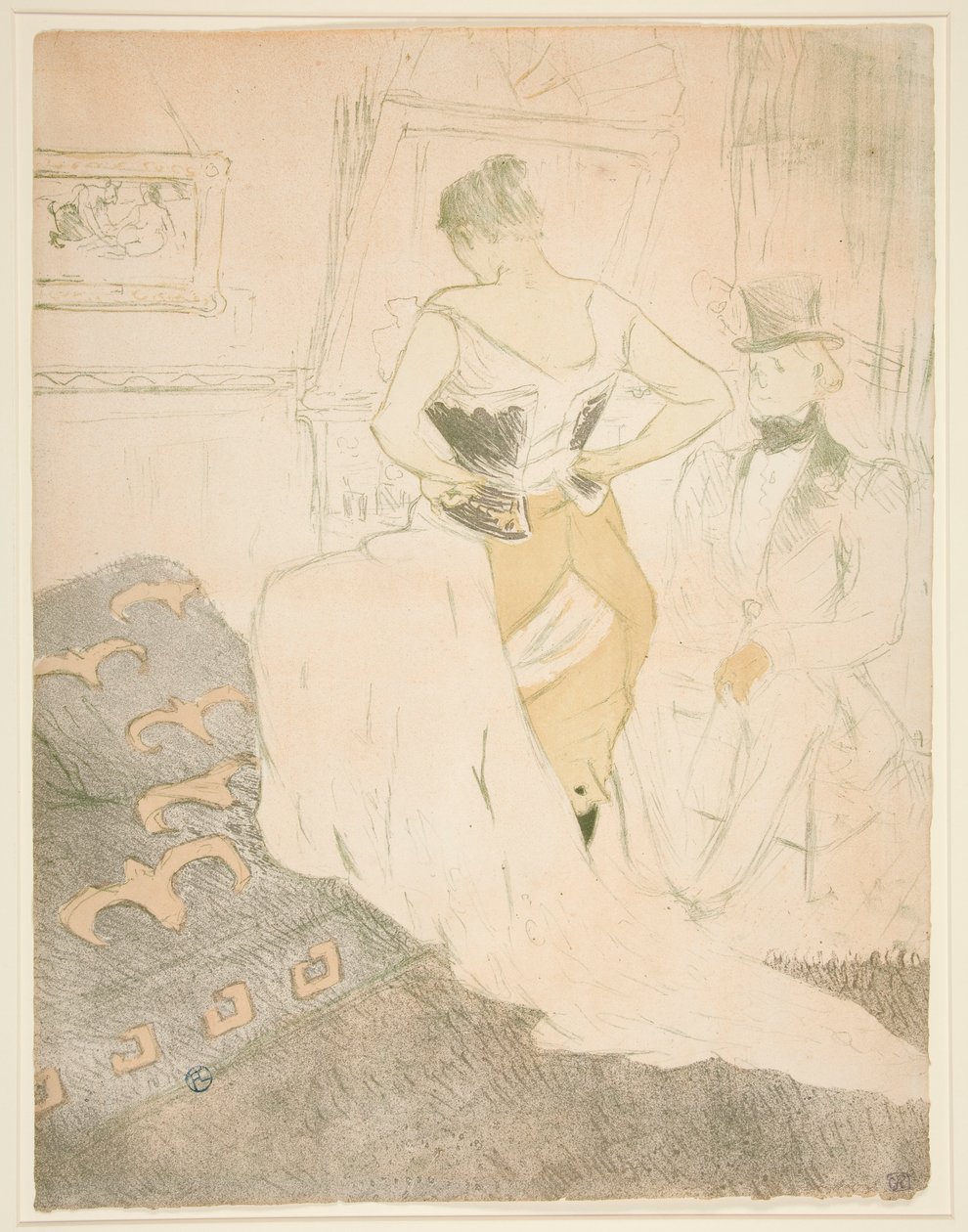 Femme en corset, conqu?te de passage (Kobieta mocująca gorset, Przemijający podbój), z serii Elles autorstwa Henri de Toulouse Lautrec