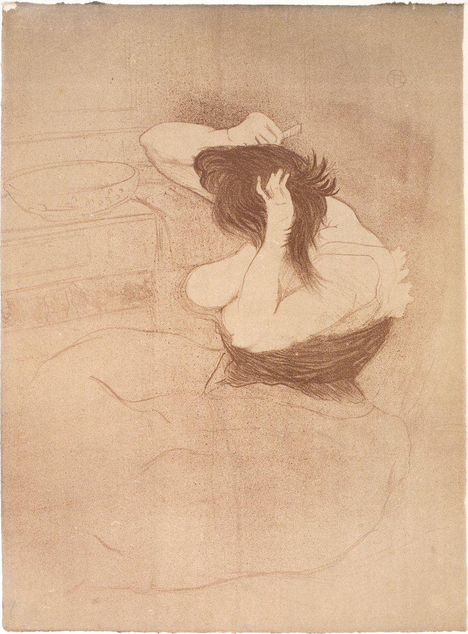 Kobieta czesząca włosy, fryzura autorstwa Henri de Toulouse Lautrec