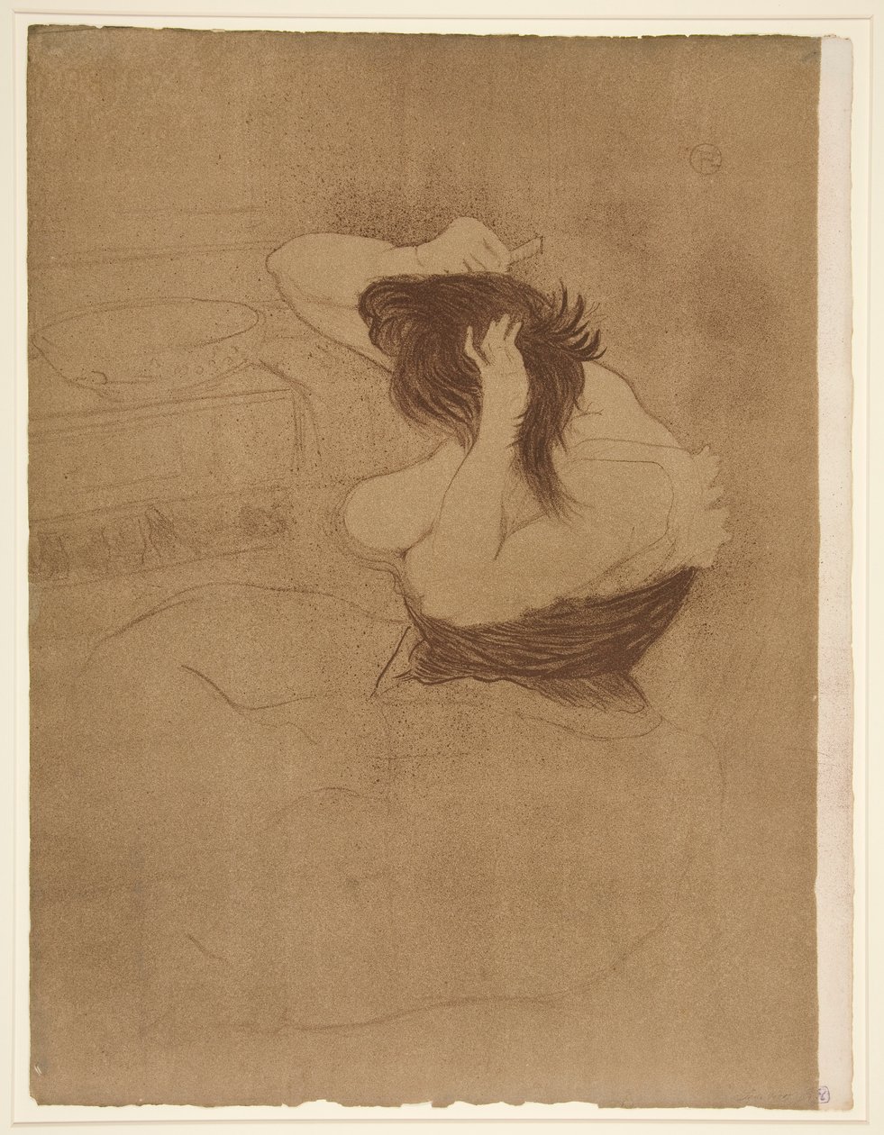 Kobieta czesająca włosy, fryzura (Woman Combing Her Hair), z serii Elles autorstwa Henri de Toulouse Lautrec
