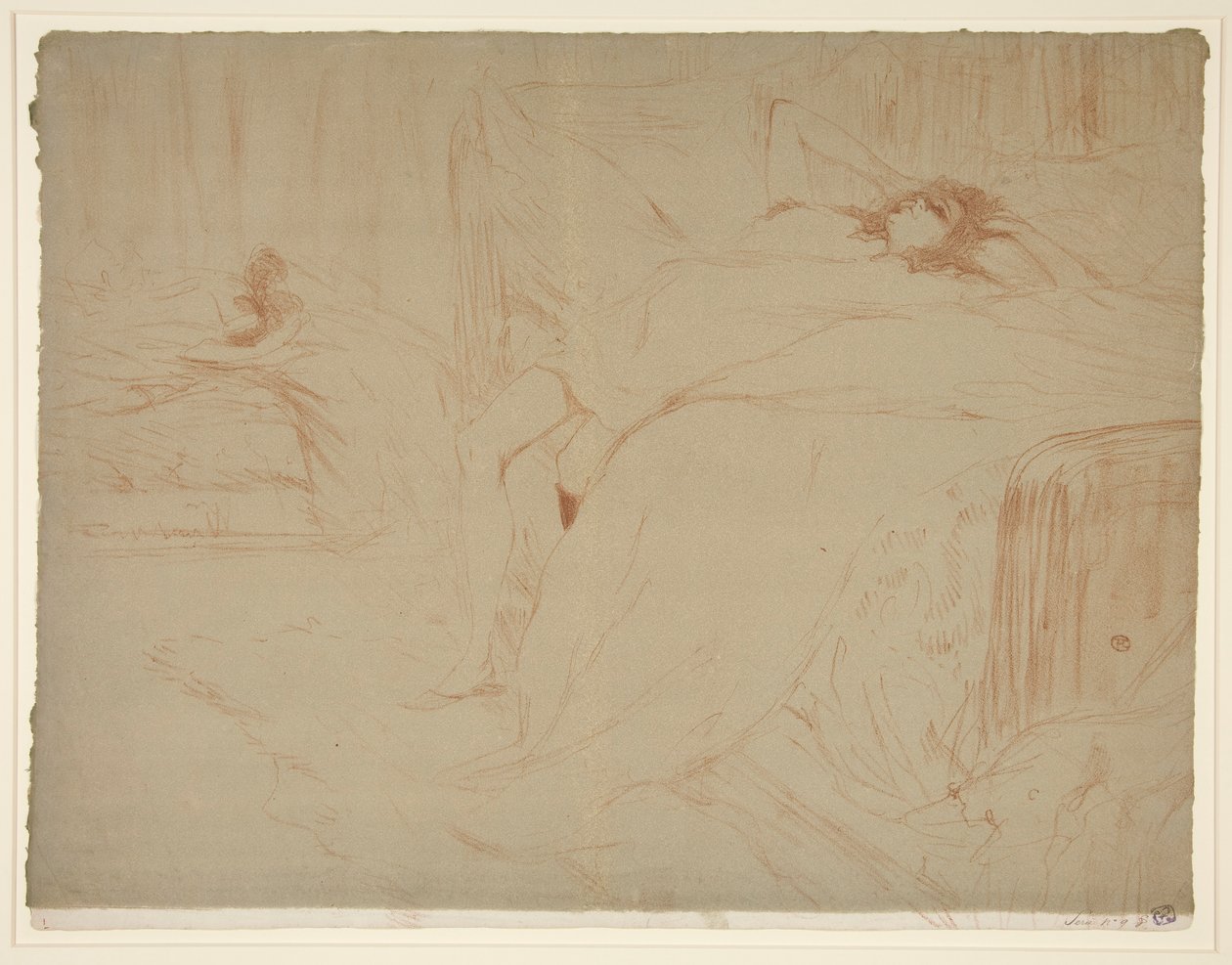 Femme sur le dos, lassitude (Kobieta leżąca na plecach, Znużenie), z serii Elles autorstwa Henri de Toulouse Lautrec