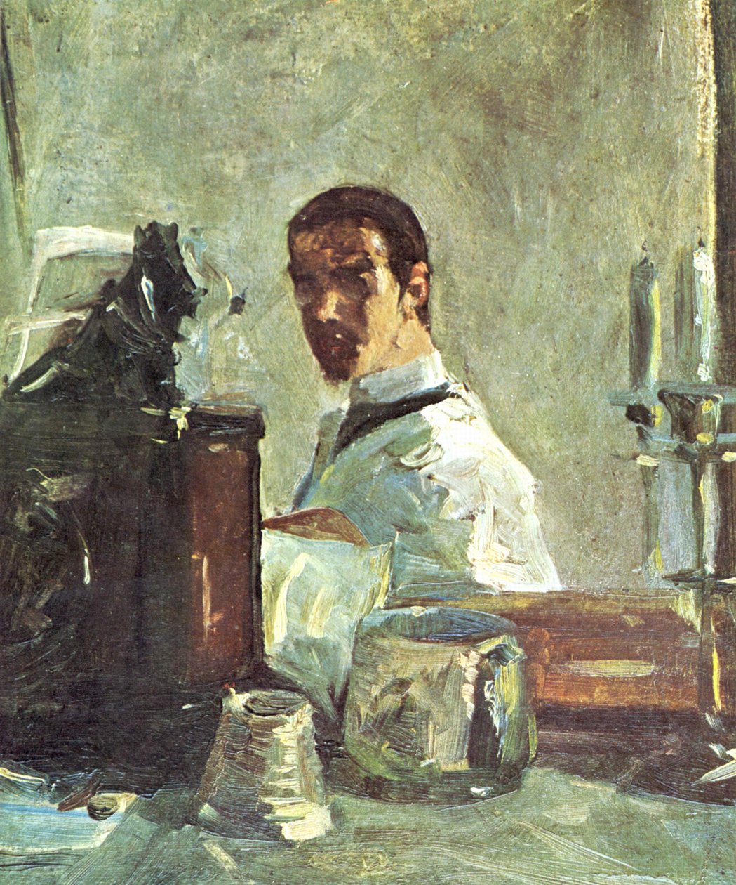 Francuski:  Autoportret przed lustrem Autoportret przed lustrem autorstwa Henri de Toulouse Lautrec
