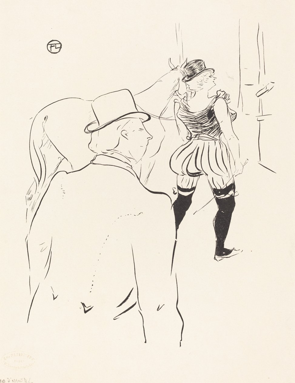 Na skrzydłach Folies-Bergere: Pani Lona Barrison ze swoim kierownikiem i mężem, 1895. autorstwa Henri de Toulouse Lautrec