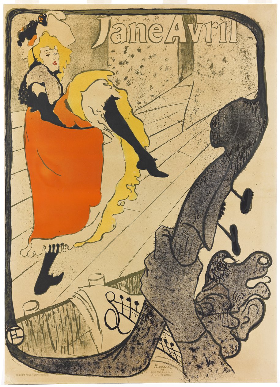 Jane Avril, 1893 (litografia pędzlowa, drukowana w pięciu kolorach na papierze) autorstwa Henri de Toulouse Lautrec