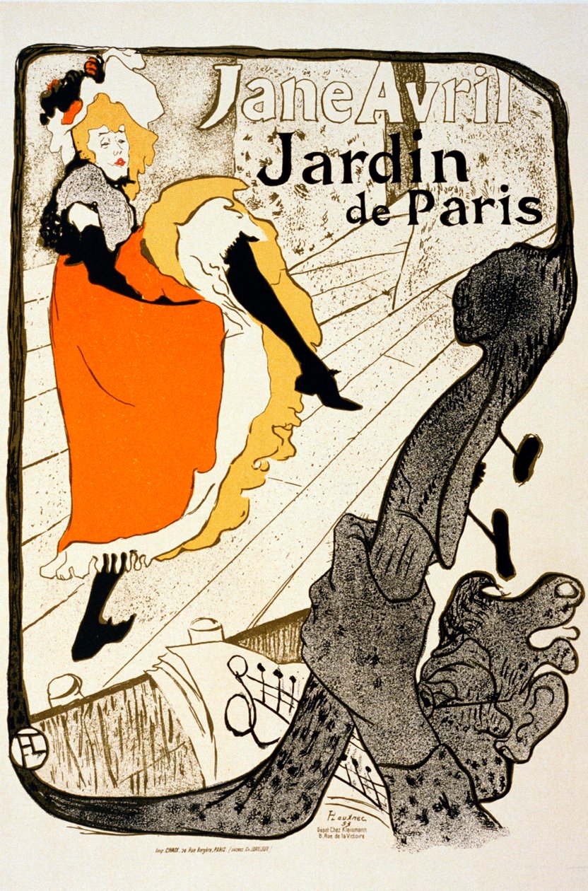 Jane Avril w Ogrodzie Paryskim, 1893. autorstwa Henri de Toulouse Lautrec