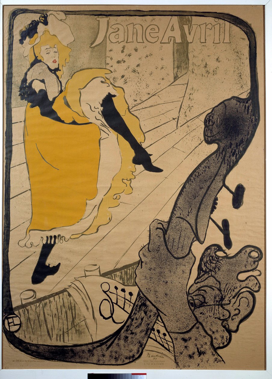 Jane Avril, w ogrodach Paryża Plakat Henri de Toulouse-Lautrec (1864-1901). Rozmiar 1,30 x 0,95. 1893. Albi, Muzeum Toulouse Lautrec autorstwa Henri de Toulouse Lautrec