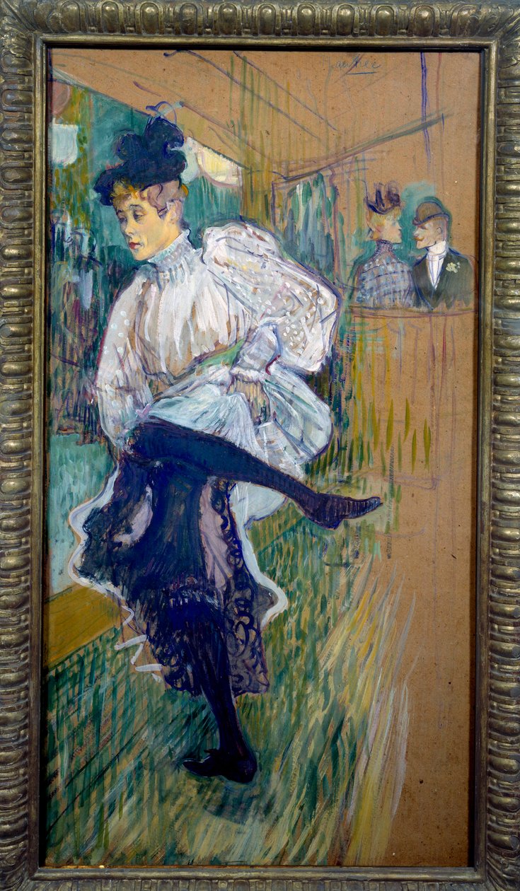 Jane Avril tańcząca Jane Avril (1868-1943) była tancerką Moulin Rouge. Obraz Henri de Toulouse Lautreca (1864-1901) 1891 Nd. 0,85x0,45 m Paryż, musee d