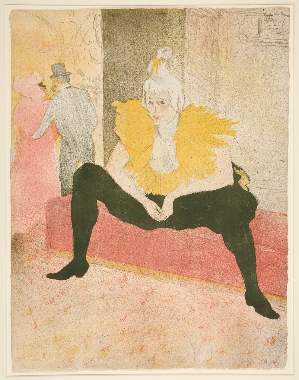 La clownesse assise, Mademoiselle Cha-u-Kao (Siedząca kobieta klaun, Mademoiselle Cha-u-Kao), z serii Elles autorstwa Henri de Toulouse Lautrec