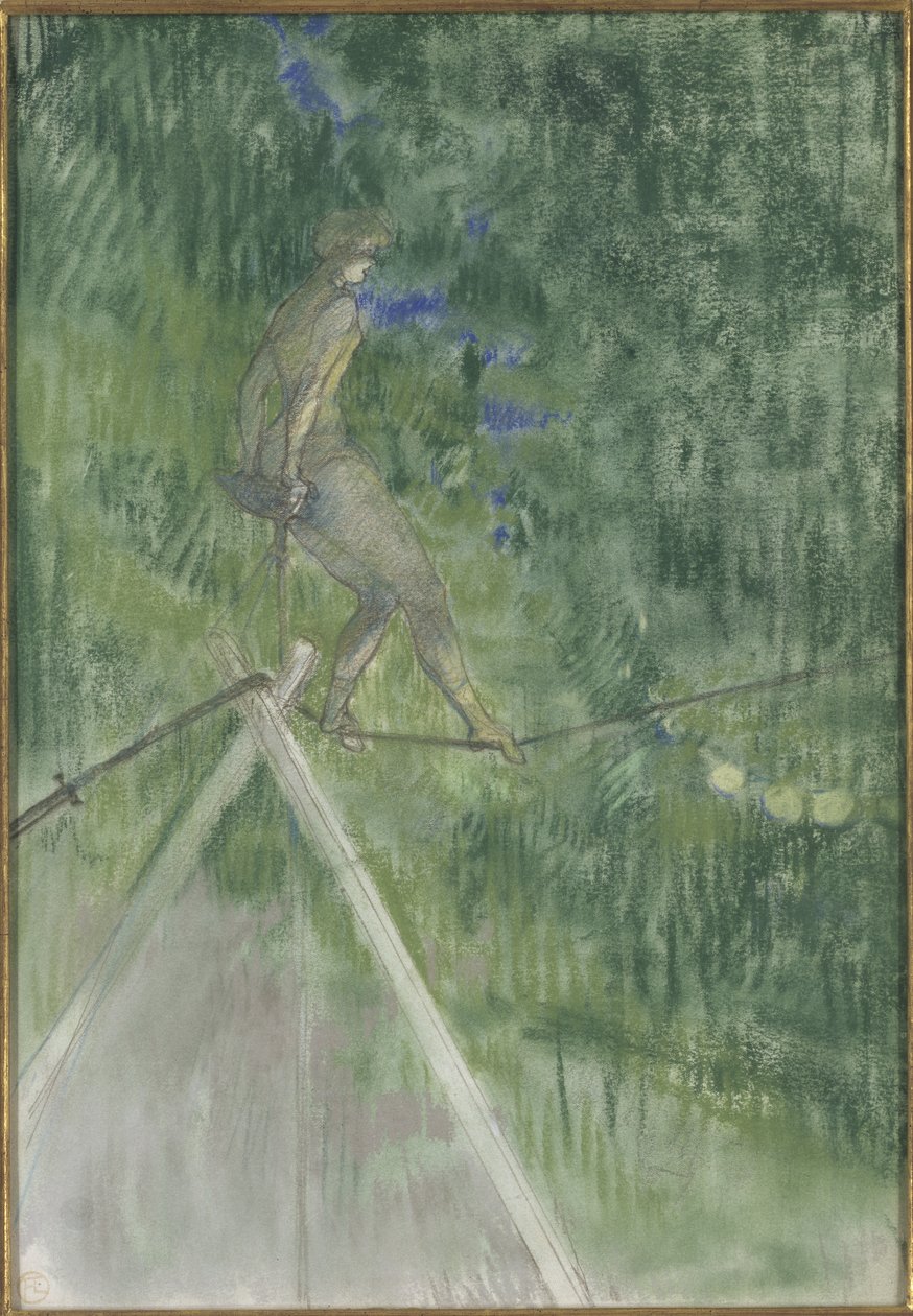 Tancerz na linie (linoskoczek) - Tancerz na linie, Toulouse Lautrec, Henri, de (1864-1901). Pastel na papierze. Rozmiar: 47x32cm. Muzeum Narodowe w Sztokholmie autorstwa Henri de Toulouse Lautrec