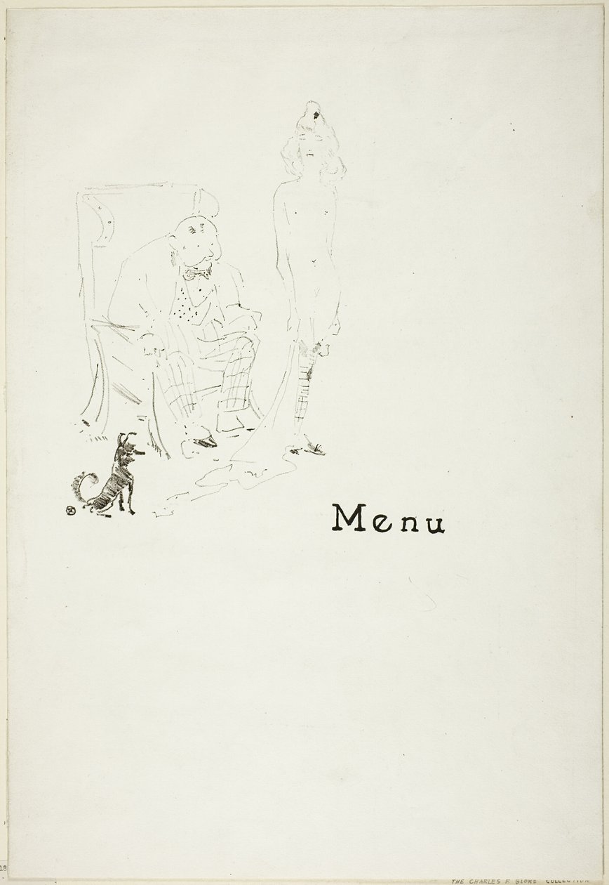 Naga Dziewczyna: Menu autorstwa Henri de Toulouse Lautrec