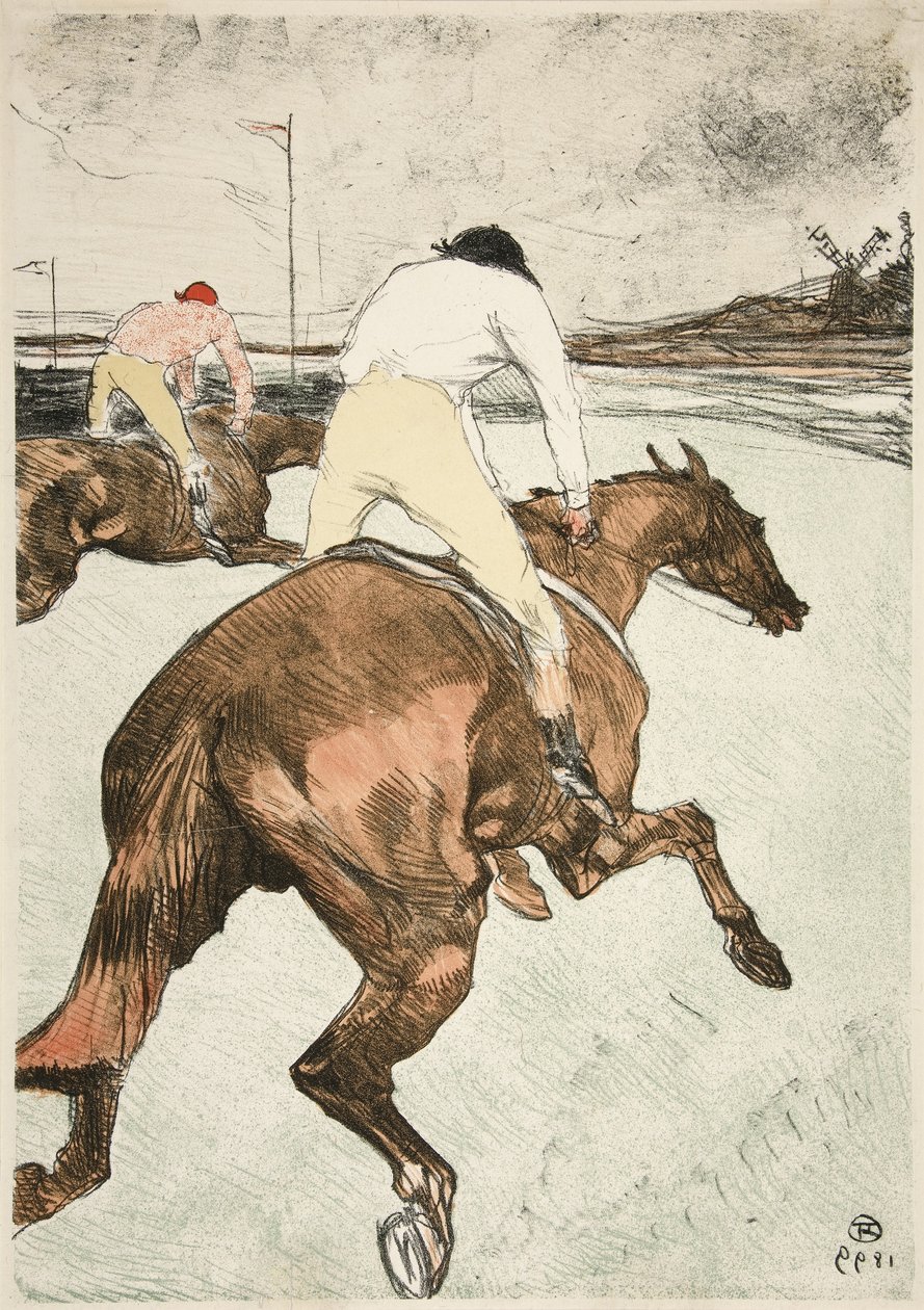 Dżokej – Konie wyścigowe, wyd. 1899 (kolor lito) autorstwa Henri de Toulouse Lautrec