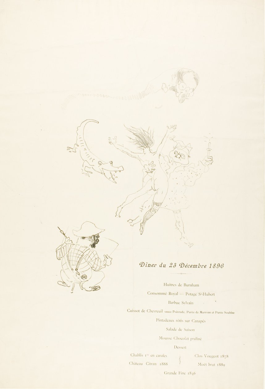 Le krokodyl, Menu autorstwa Henri de Toulouse Lautrec