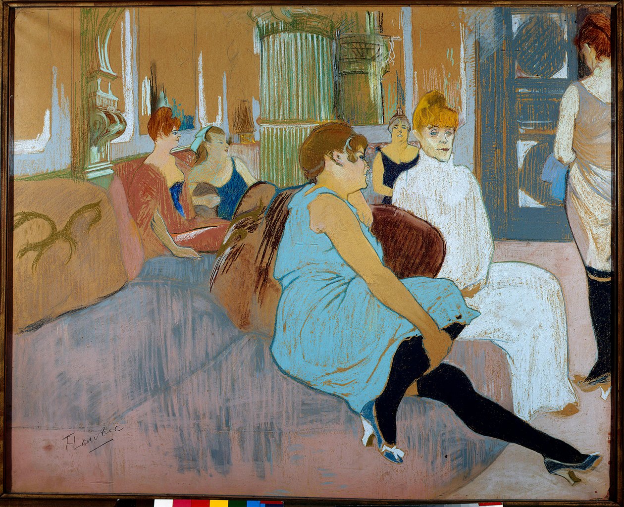 Salon przy rue des Moulins (Paryż). Akwarela Henri De Toulouse Lautrec (Toulouse-Lautrec) (1864-1901) autorstwa Henri de Toulouse Lautrec