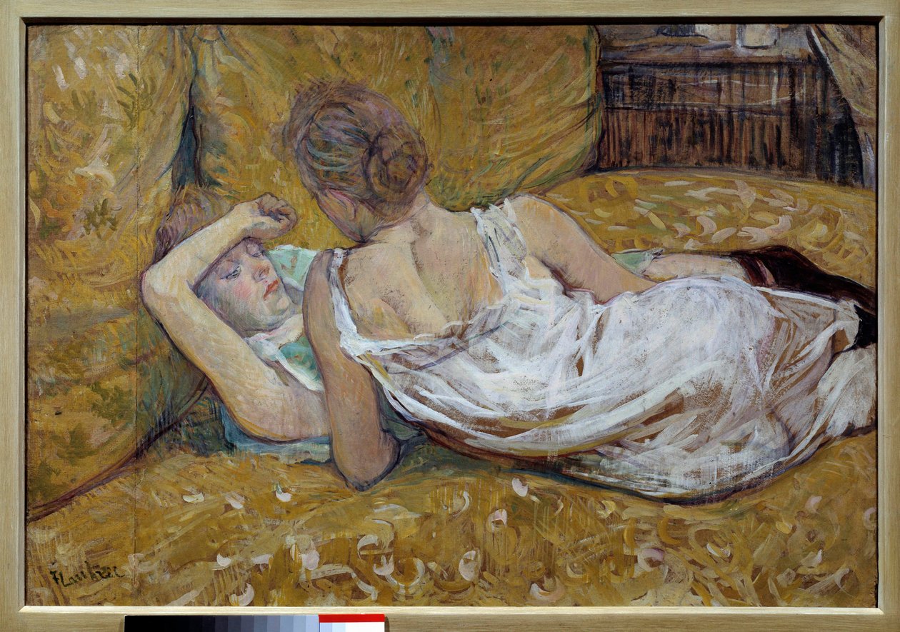 Les deux friends Młode kobiety leżące na łóżku - Obraz Henri de Toulouse Lautrec (1864-1901) 1895 Collection privee - Dwóch przyjaciół - Obraz Henri de Toulouse Lautrec (1864-1901) autorstwa Henri de Toulouse Lautrec