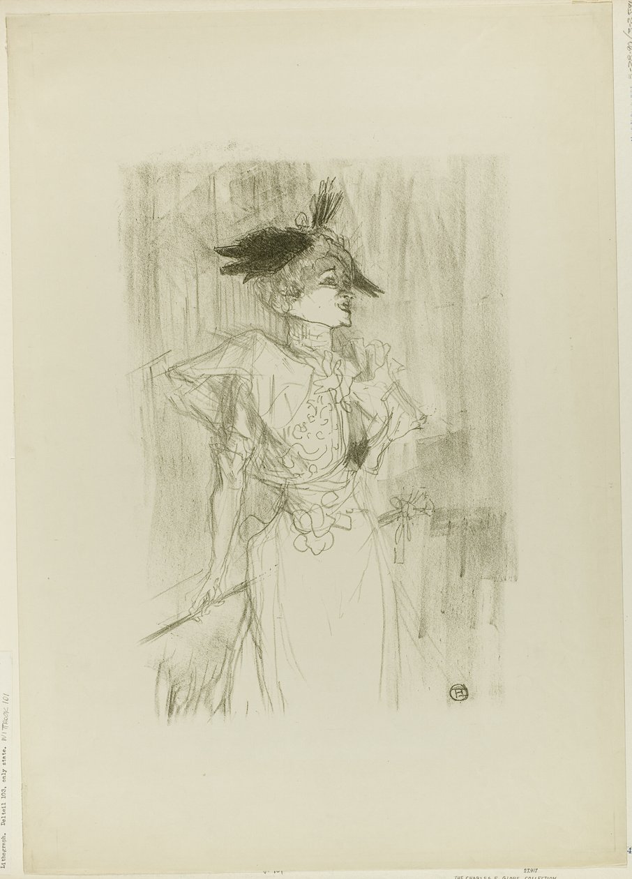 Mademoiselle Marcelle Pożyczkodawca, stojący autorstwa Henri de Toulouse Lautrec