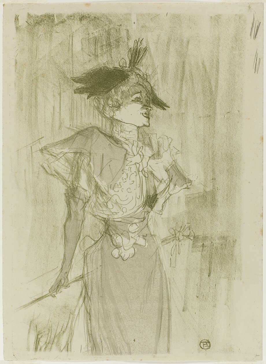 Mademoiselle Marcelle Pożyczkodawca, stojący autorstwa Henri de Toulouse Lautrec
