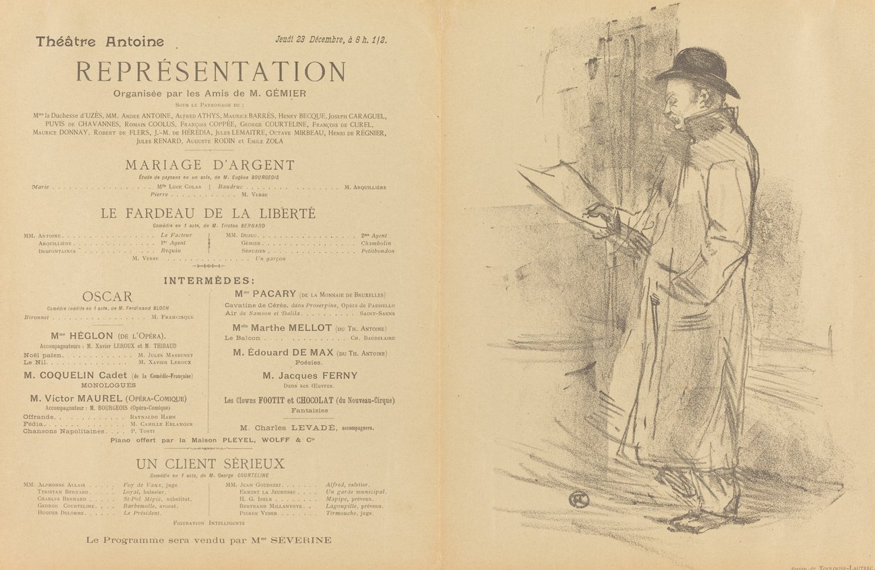 Srebrny ślub; Ciężar wolności; Poważny Klient [przód] autorstwa Henri de Toulouse Lautrec