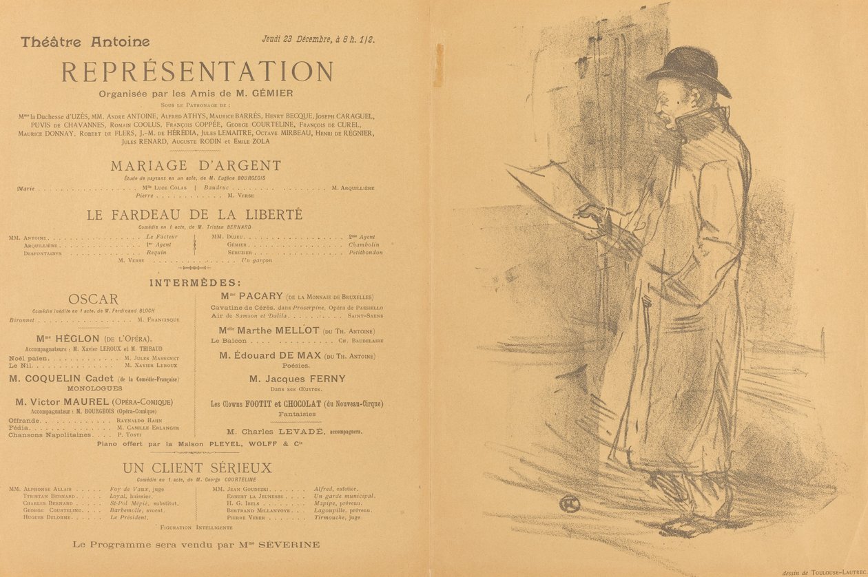 Srebrny ślub; Ciężar wolności; Poważny Klient [przód] autorstwa Henri de Toulouse Lautrec